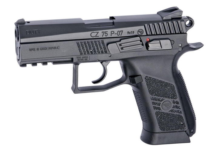 Denne CZ 75 P-07 Duty pistol skyder omkring 1.0-1.5 joule, og har blowback