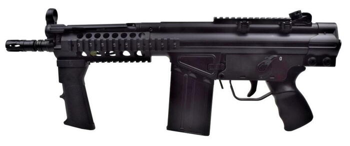 Dette sorte hardball gevær kommer med et 500 skuds hi-cap magasin