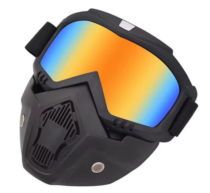 Denne maske kommer med orange/blåt glas perfekt til leg i sol