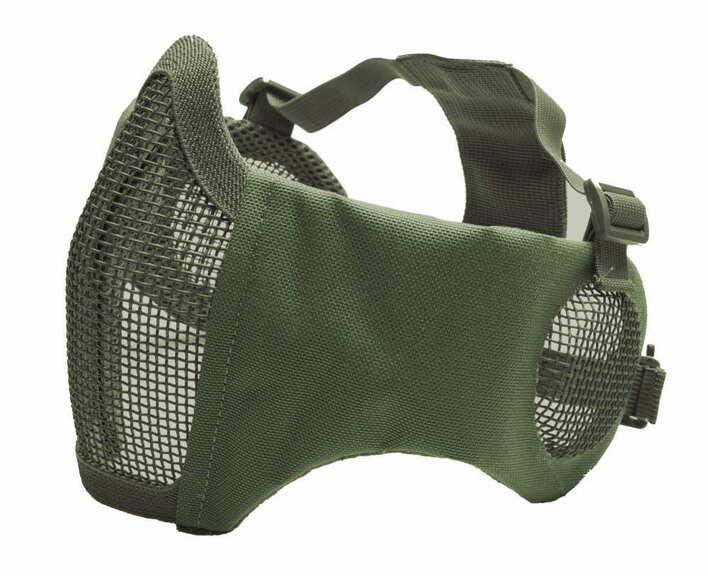 Metal mesh maske med kind pads og øre beskyttelse, OD Green