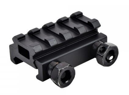 Kompakt rail forhøjer med 4 rail slots i sort som hæver din picatinny rail med 1,27 cm