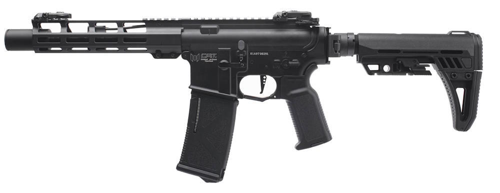 Denne riffel har et 8.5 tommer rail system og en 1913 type foldekolbe