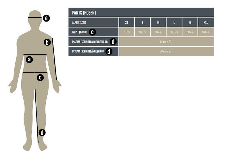 Her ser man størrelses guide på bukserne
