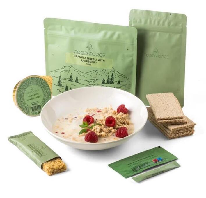 Morgenmadsration Granola-müsli med hindbær