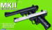 MK II dual tone softgun kommer i pistol æske