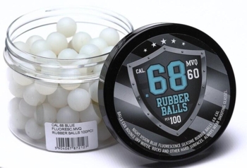 FLUORESCERENDE BLÅ/HVIDE REBALL KUGLER - KALIBER 0.68